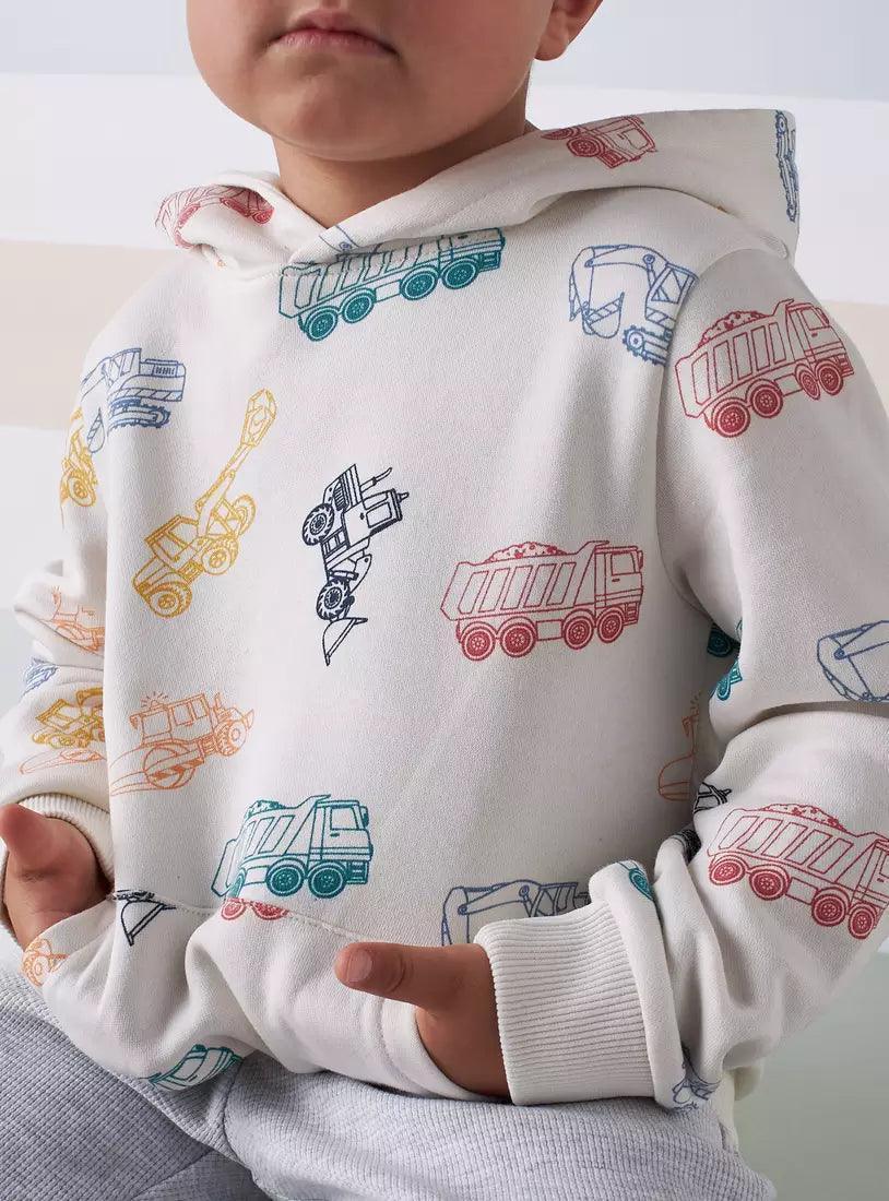 MAX FASHION Print Hoodie with Kangaroo Pocket