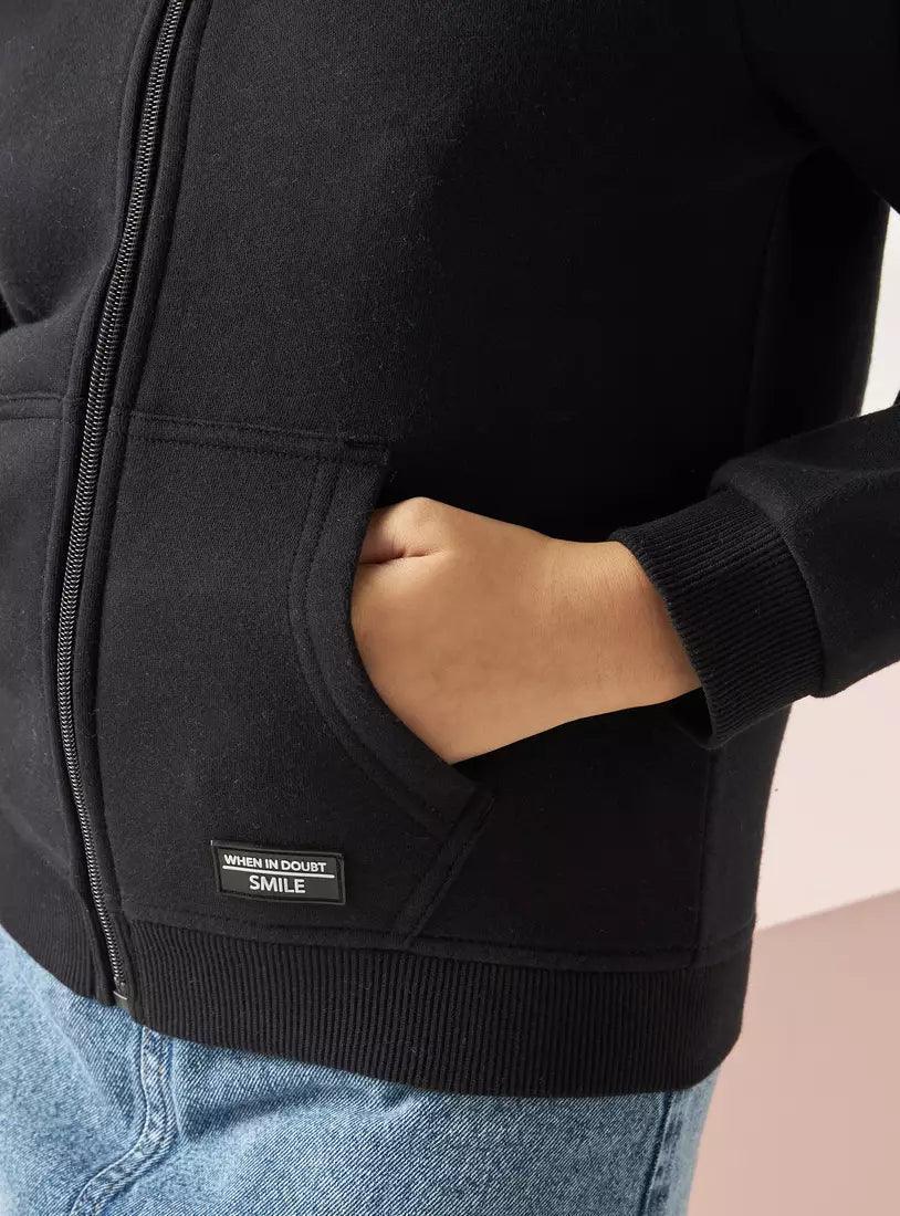 Plain Zip Hoodie with Kangaroo Pockets