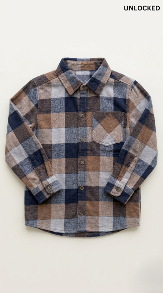 UNLOCKED Boys Checkered Shirt With Pocket
