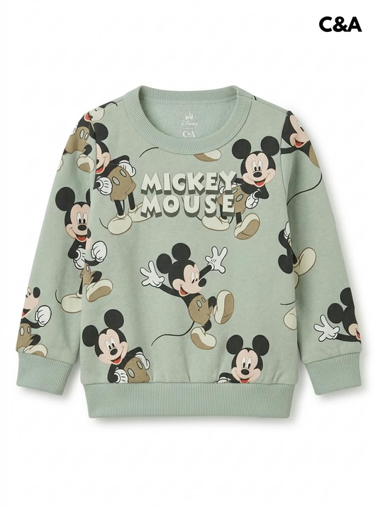 Boys' Mickey Mouse All-Over Print Sage Green Sweatshirt