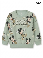 Boys' Mickey Mouse All-Over Print Sage Green Sweatshirt