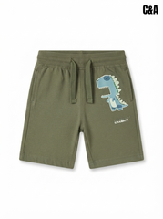 Boys' Olive Green Dinosaur Print Shorts | Comfortable Casual Summer Wear