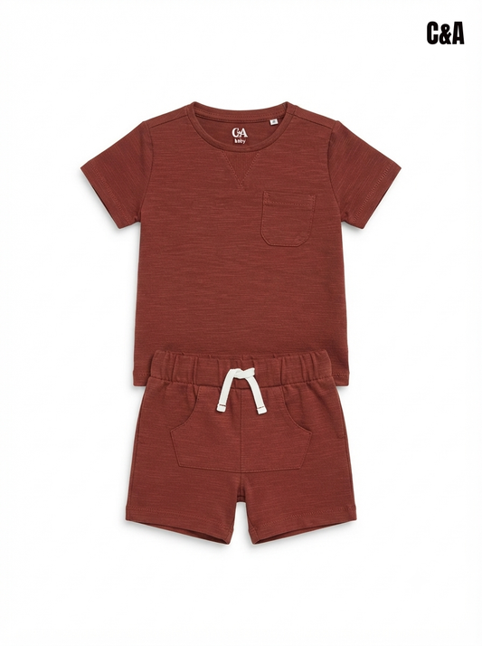 Toddler Boys 2-Piece Terracotta Casual Summer Outfit Set