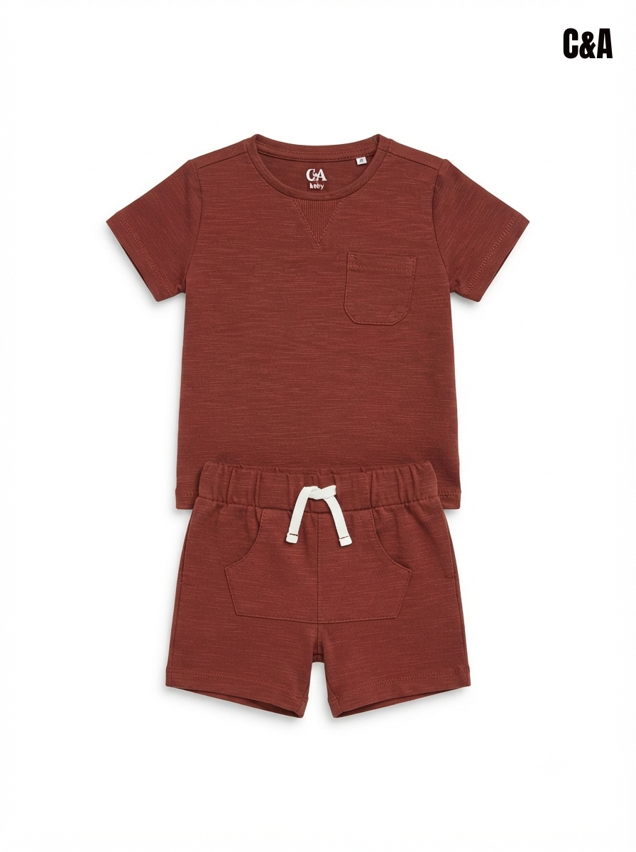 Toddler Boys 2-Piece Terracotta Casual Summer Outfit Set