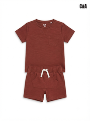 Toddler Boys 2-Piece Terracotta Casual Summer Outfit Set