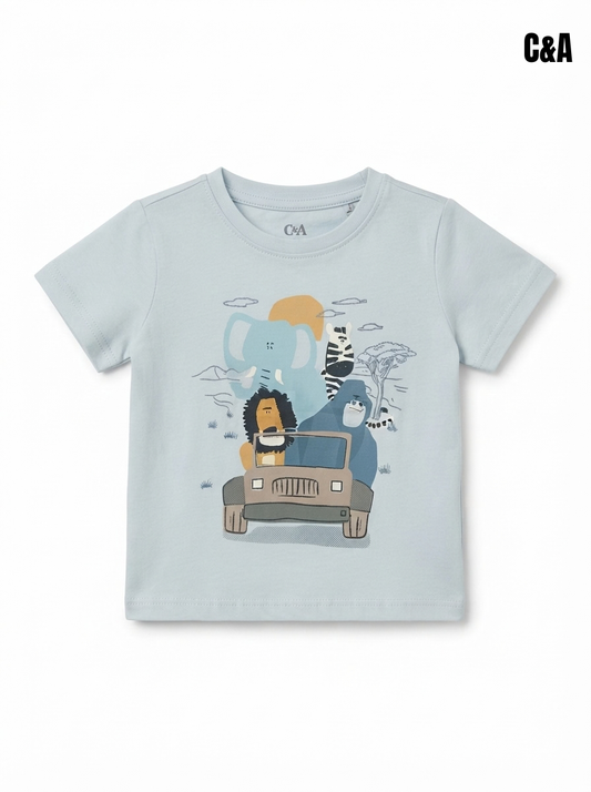 Safari Animal Graphic Cotton T-Shirt for Toddler Boys