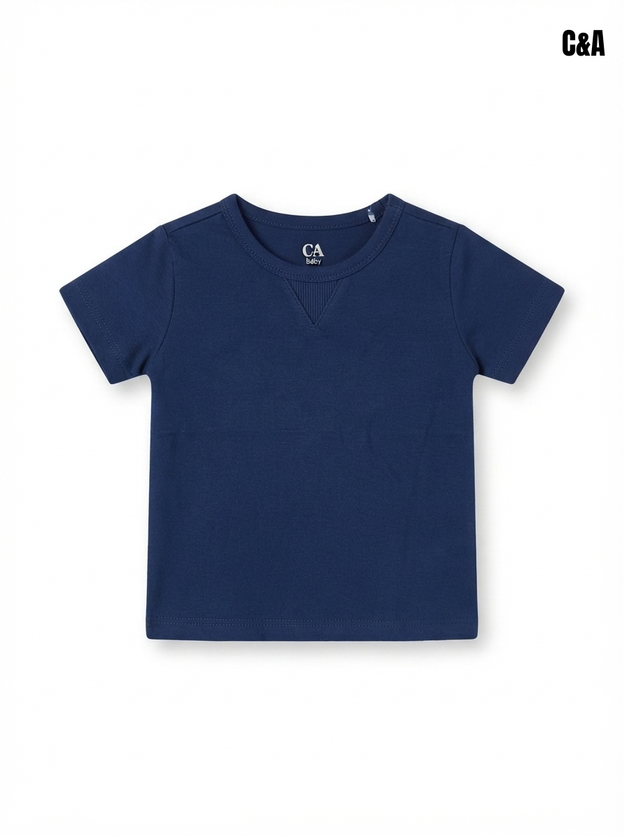 Boys' Classic Navy Blue Cotton T-Shirt | Short Sleeve Casual Toddler Crewneck Top