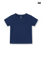 Boys' Classic Navy Blue Cotton T-Shirt | Short Sleeve Casual Toddler Crewneck Top