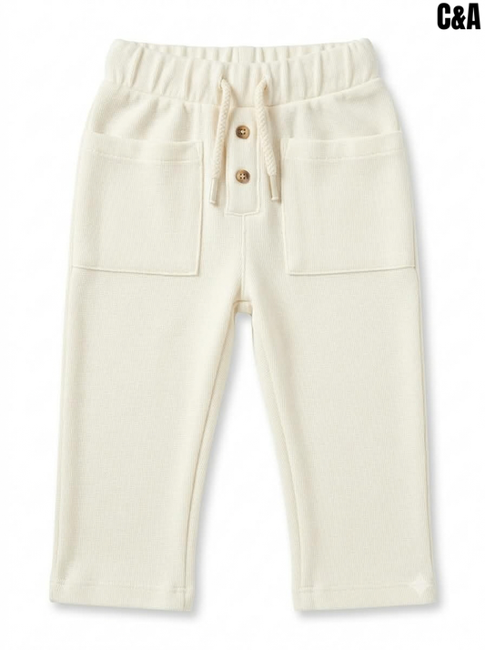 Boys' Off-White Waffle Knit Trousers | Comfortable Kids Casual Pants