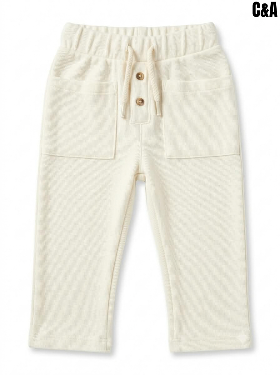 Boys' Off-White Waffle Knit Trousers | Comfortable Kids Casual Pants