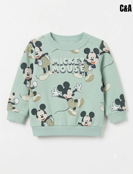 Boys' Mickey Mouse All-Over Print Sage Green Sweatshirt