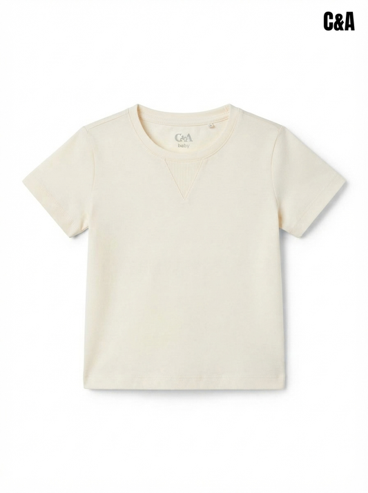 Classic Creamy Off-White Cotton T-Shirt for Toddler Boys