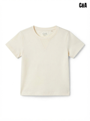 Classic Creamy Off-White Cotton T-Shirt for Toddler Boys
