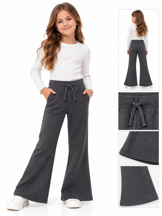 BRANDED Girls Dark Gray Flared Joggers & Sweatpants