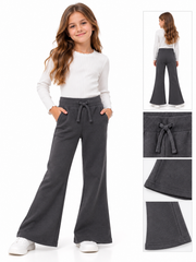 BRANDED Girls Dark Gray Flared Joggers & Sweatpants