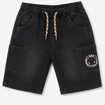 PRENATAL BOYS DENIM CARGO EMBROIDED 3 QUARTERS SHORTS