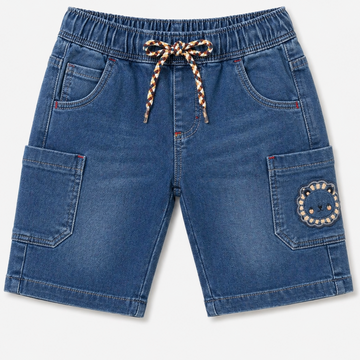 PRENATAL BOYS DENIM CARGO EMBROIDED 3 QUARTERS SHORTS