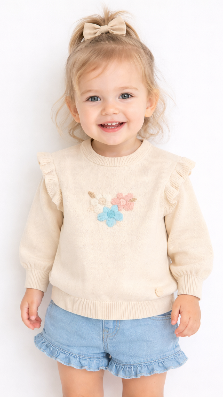 BLUKIDS BEBE GIRLS FLOWER EMBROIDED SWEATSHIRT