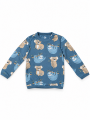 Boys' Cute Koala & Sloth Print Crewneck Sweatshirt | Comfortable Long-Sleeve Casual Pullover