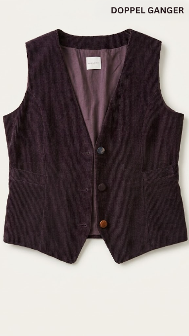 DOPPELGANGER Women's regular fit waistcoat in cotton corduroy