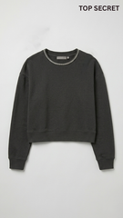 TOP SCERET WOMENS JEWEL NWECK CROPPED SWEATSHIRT