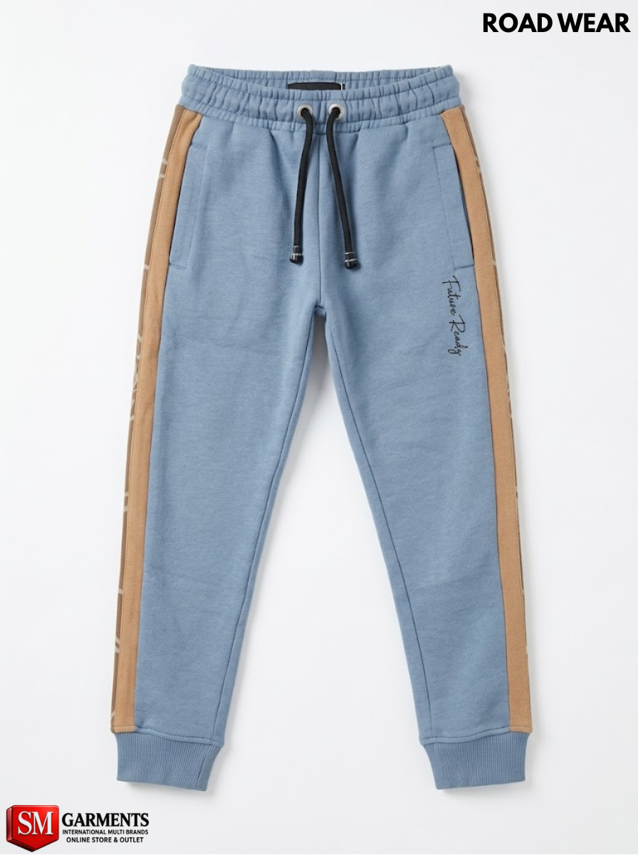 Road Wear Boys Slate Blue Fleece Jogger Sweatpants with Side Taping| SM GARMENTS