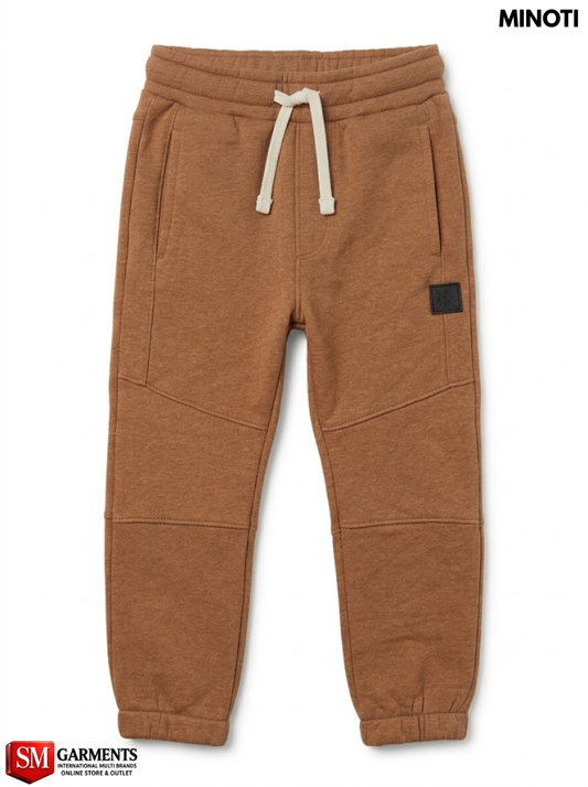 Minoti Boys Brown Chestnut Seamed Fleece Jogger Sweatpants with Patch Accent| SM GARMENTS