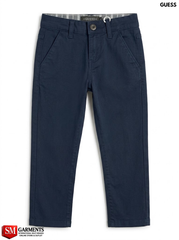 Guess Boys Branded Dark Navy Blue Slim Fit Stretch Chino Pants| SM GARMENTS