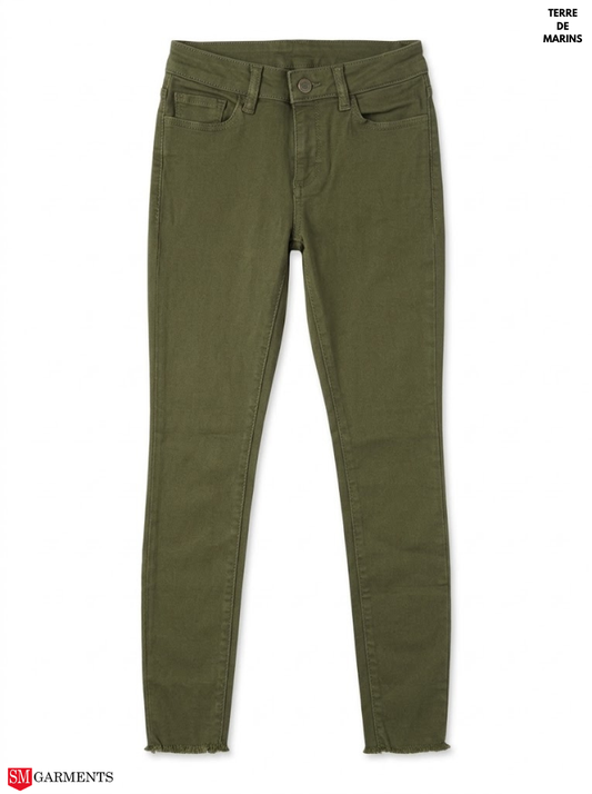 DL Girls Olive Khaki Green Skinny Stretch Jeans with Frayed Hems| SM GARMENTS