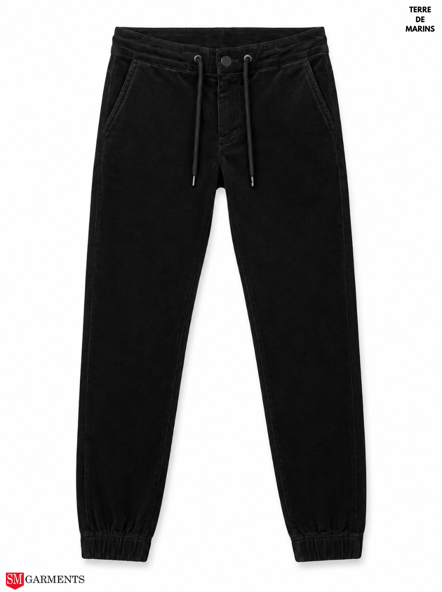 Boys Black Plush Velvet Drawstring Jogger Pants | SM Garments