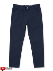 Boys Branded Classic Navy Blue Slim Fit Stretch Chino Pants| SM GARMENTS