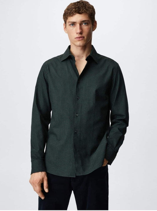 MNG MENS SLIM FIT MICRO CHECK SHIRT