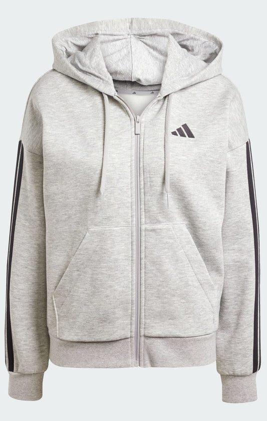 ADI Womens Essentials 3-Stripes Full-Zip Fleece Hoodie And Trouser Tracksuit