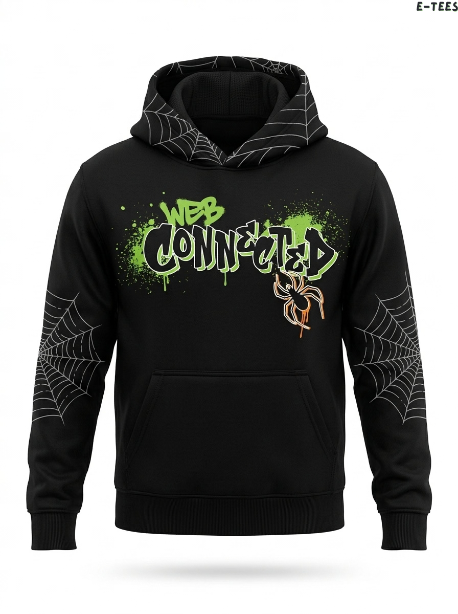 E-Tees Boys "Web Connected" Spider Graphic Hoodie