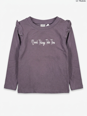 Girls Mauve Long Sleeve Ruffle Top