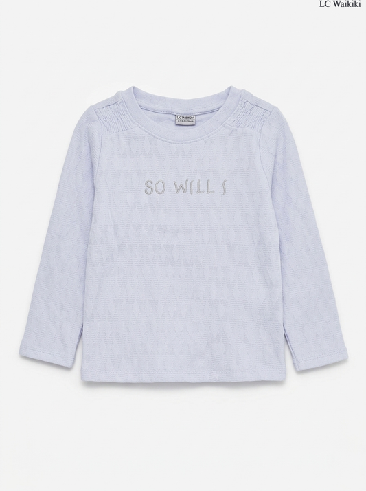 Girls Lavender Gathered Shoulder Top