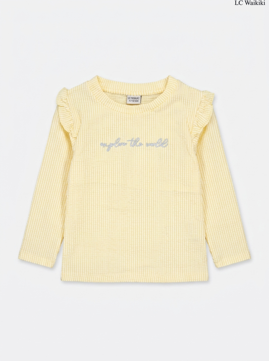 Girls Yellow Ruffle Long Sleeve