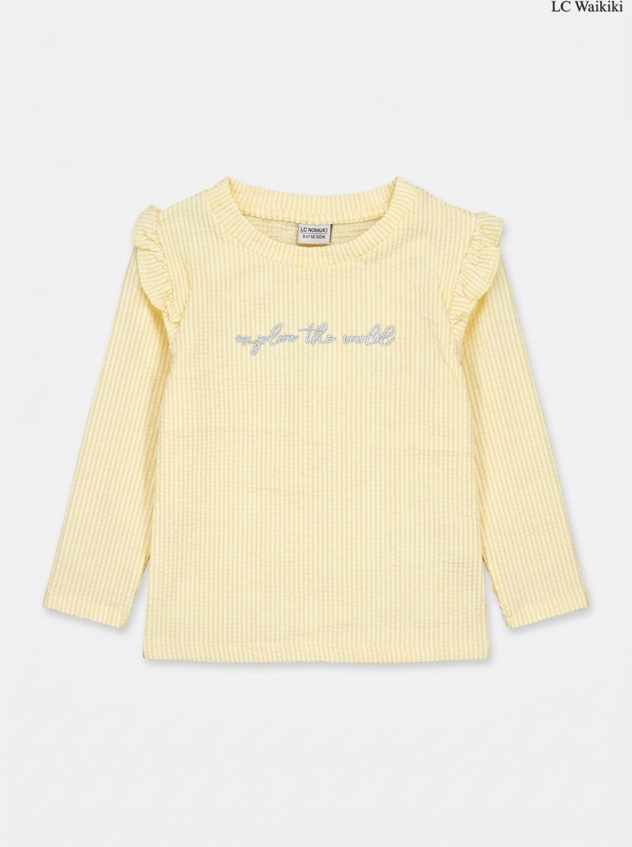 Girls Yellow Ruffle Long Sleeve