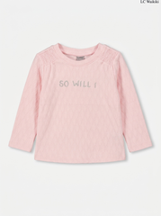 Girls' Pink Textured "So Will I" Long-Sleeve T-Shirt