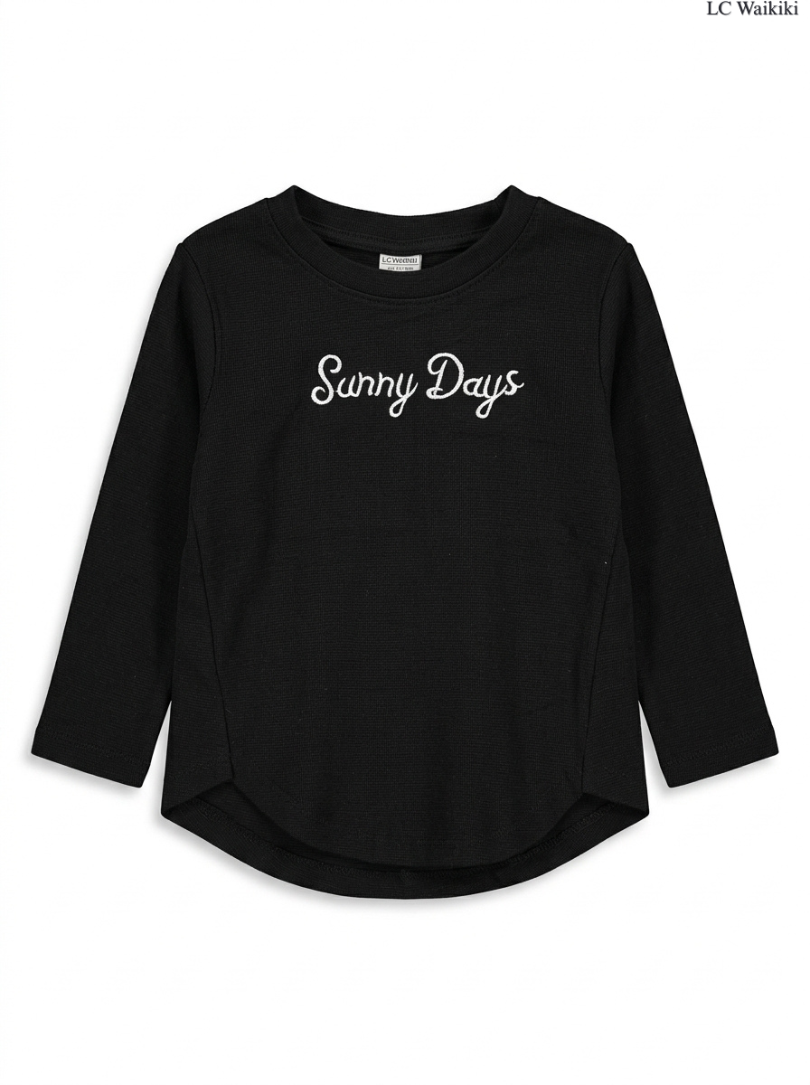 Girls' Black "Sunny Days" Long-Sleeve T-Shirt