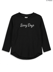Girls' Black "Sunny Days" Long-Sleeve T-Shirt