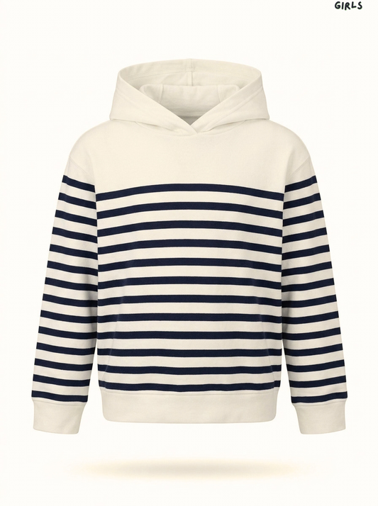 Girls Striped Fleece Hoodie