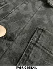 Women's BRANDED Dark Wash Leopard Print Denim Jacket with Raw Hem