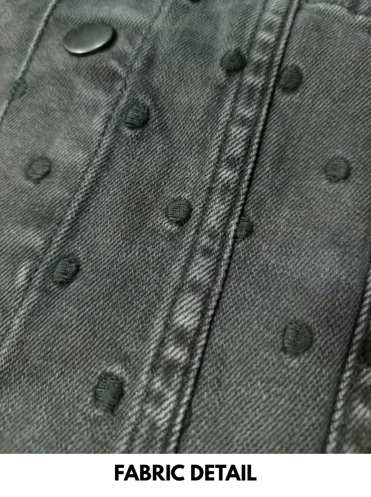 Girls BRANDED ' Black Polka Dot Denim Jacket with Button-Front