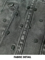 Girls BRANDED ' Black Polka Dot Denim Jacket with Button-Front
