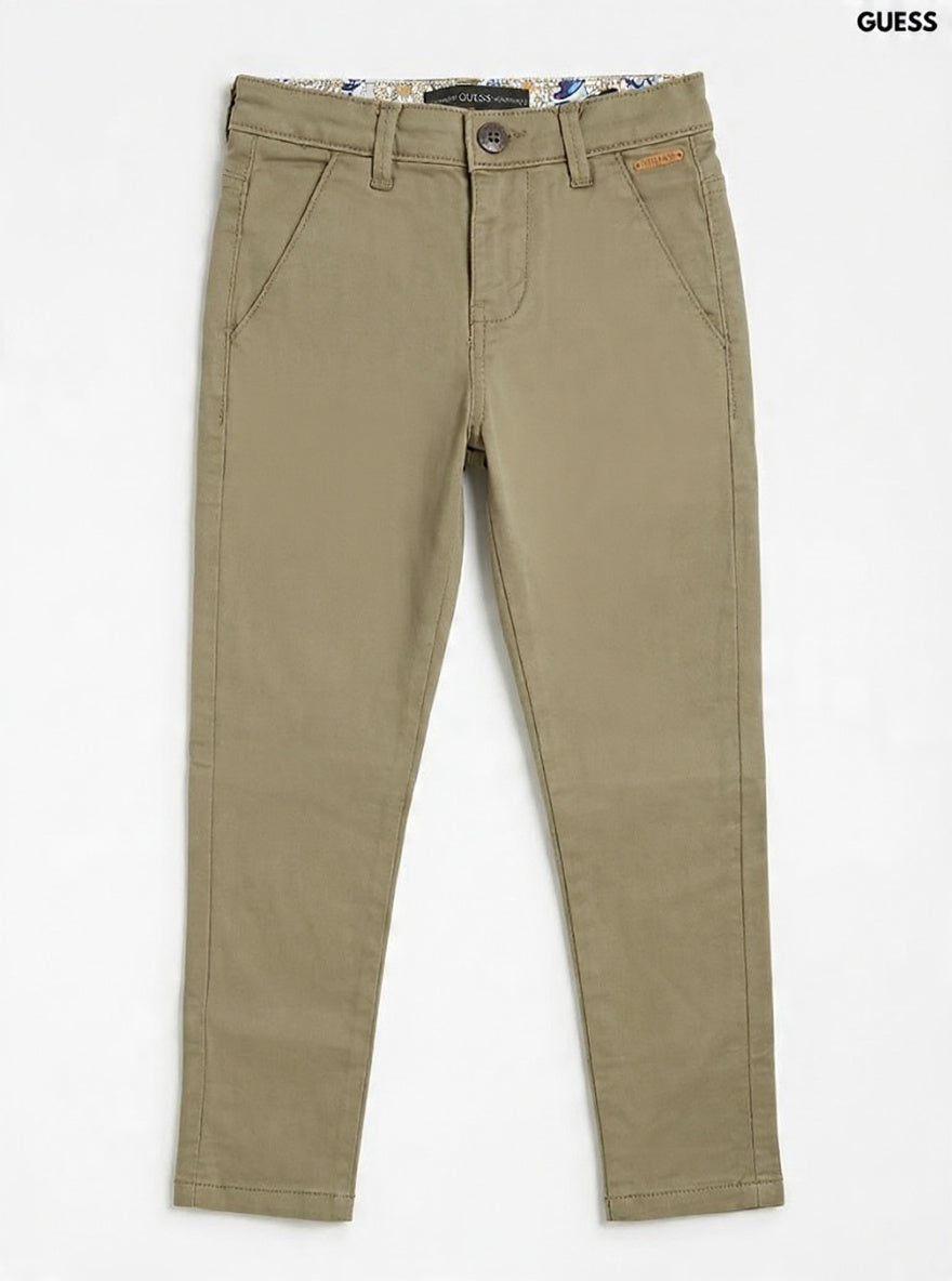 Guess Boys Khaki Beige Slim Fit Stretch Chino Pants| SM GARMENTS