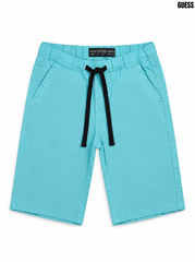 Boys' Bright Turquoise Blue Drawstring Stretch Cotton Twill Shorts