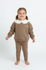 LEFTIES Girls Sweatshirt With Collar And Ribbed Leggings Suit