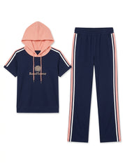 Women's Short-Sleeve Hooded Dri-Fit 2-Piece Tracksuit Set