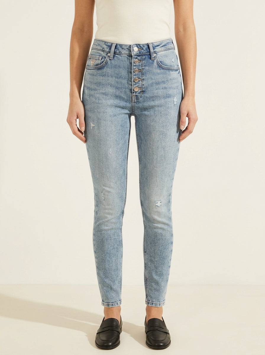 GUESS HIGH-RISE BUTTON-FLY SKINNY JEANS